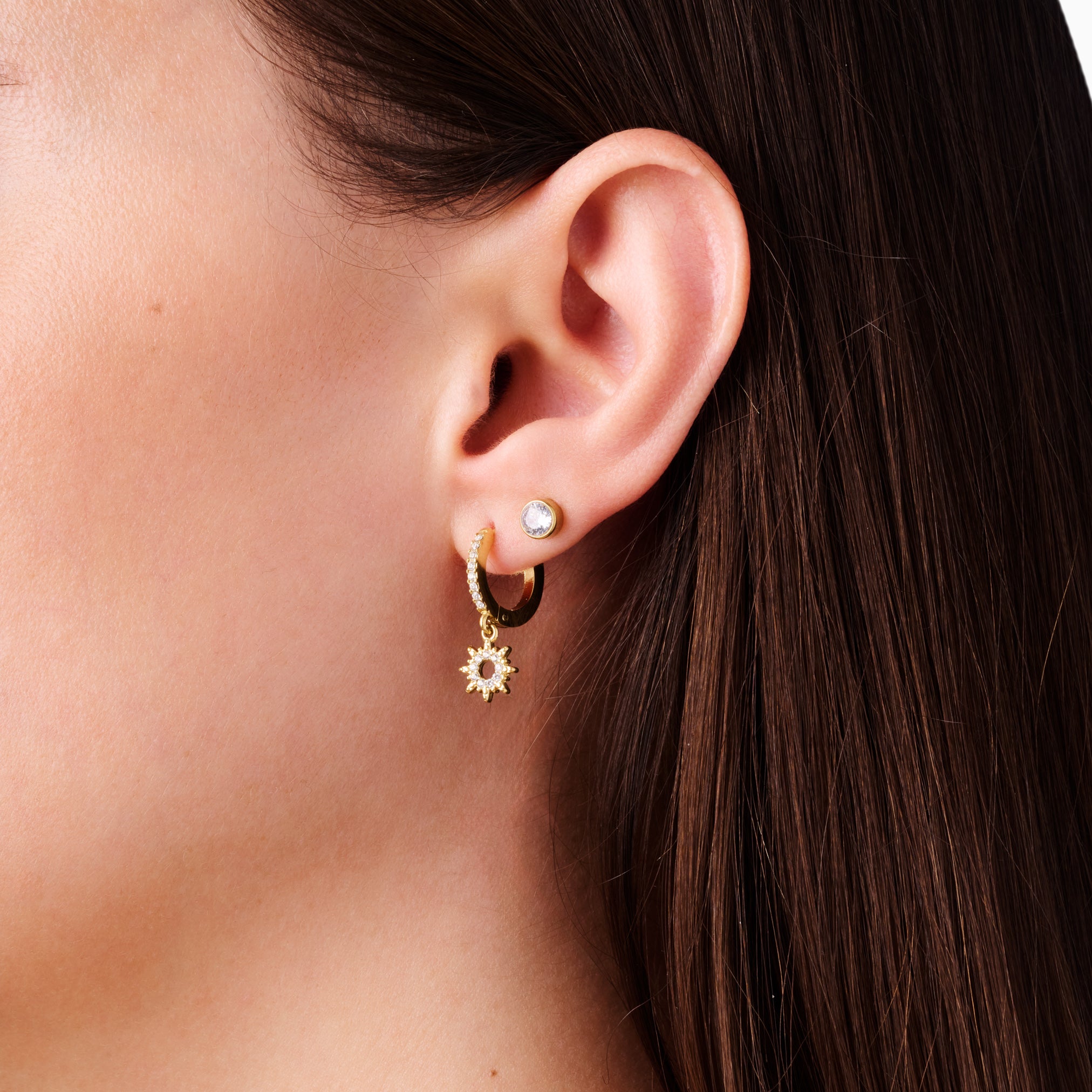 CRYSTAL DOT STUD 3 PAIR EARRING SET