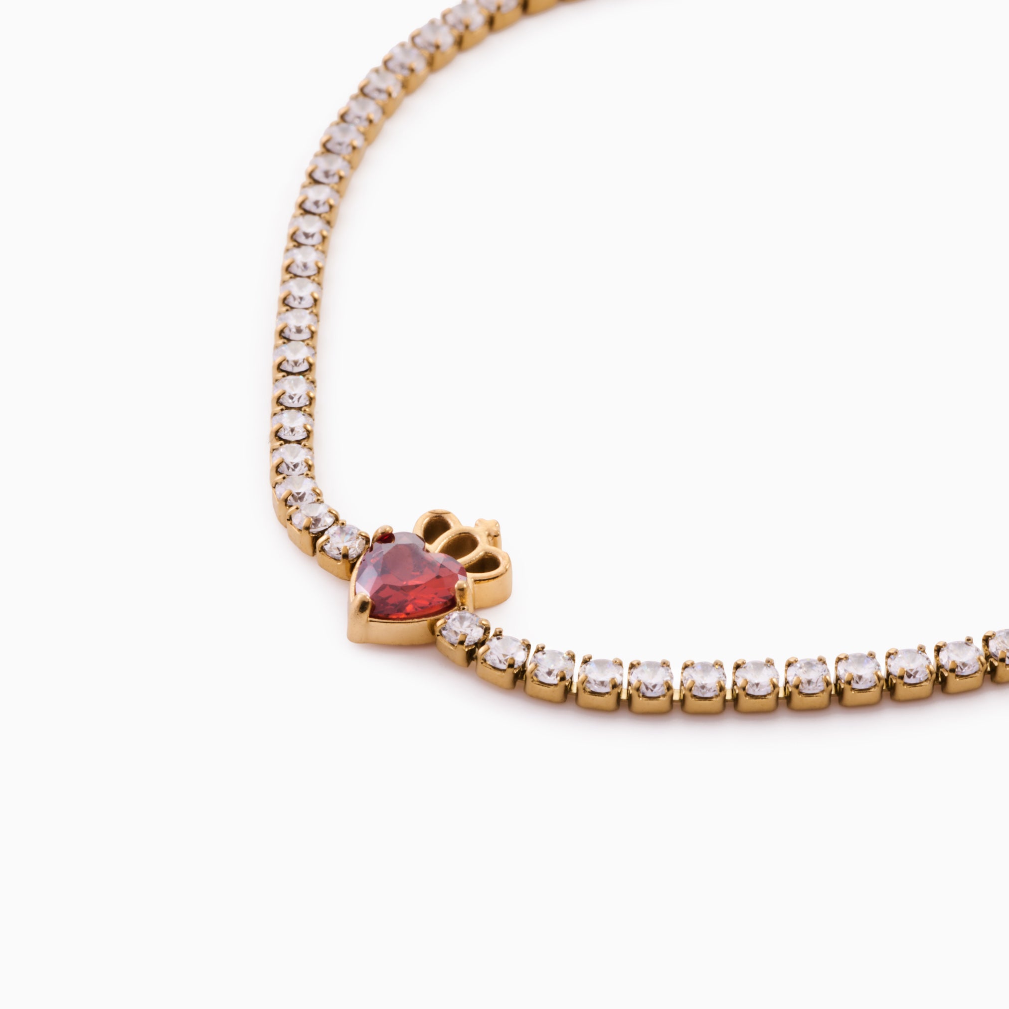HEART CROWN RUBY RED TENNIS BRACELET