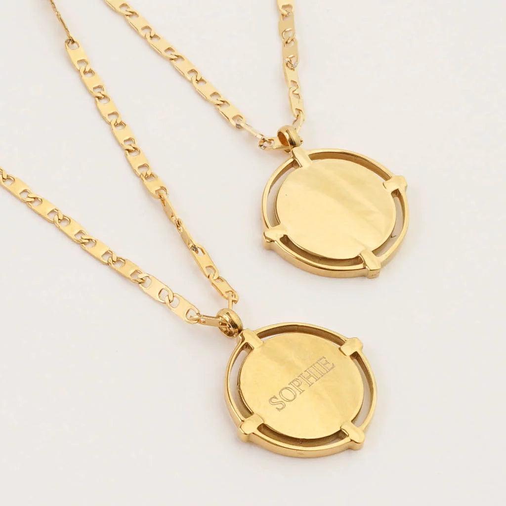 COMPASS ENGRAVABLE PENDANT NECKLACE