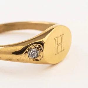 OVAL ADJUSTABLE ENGRAVABLE RING GOLD